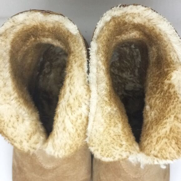LAMO Size 8 Suede Bootie Slippers-Faux Fur Lined-Chestnut-Plastic Outsole - Picture 9 of 9